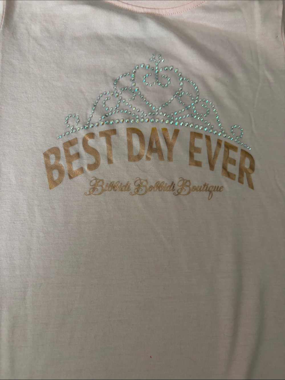Disney Pink Tee with Gold 'Best Day Ever' and Rhinestone Tiara